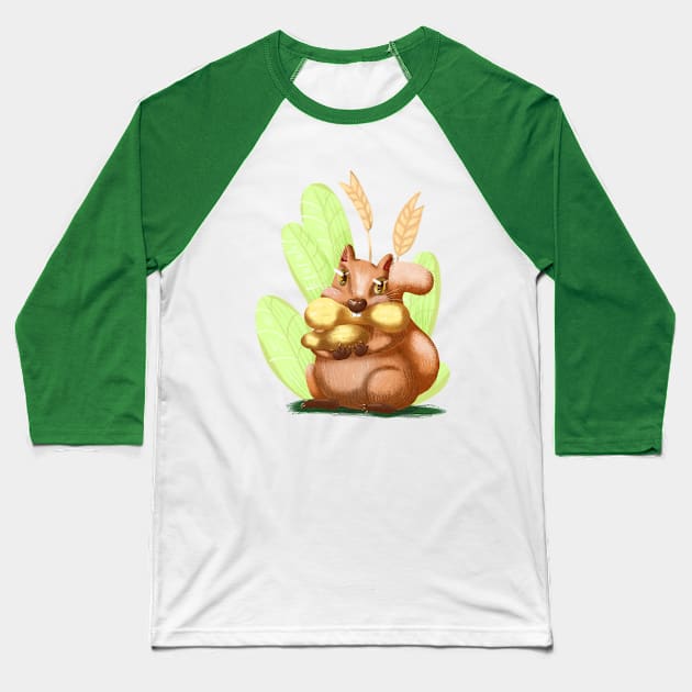 Cute hamster with nuts Baseball T-Shirt by Vi Davy